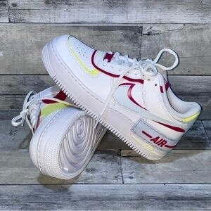 NIKE Air Force 1 Shadow Women’s Sneaker - White/ Blue/ Berry/ Lemon - Sz - 6 .US